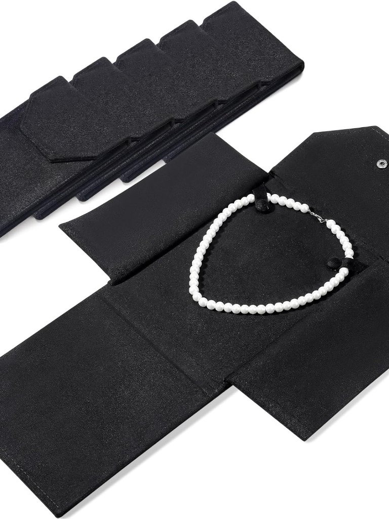6 Pcs Velvet Necklace Jewelry Display Folder Travel Necklace Organizer Women Pea